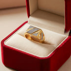 Men’s Gold-Tone Geometric Textured Ring GMR -27