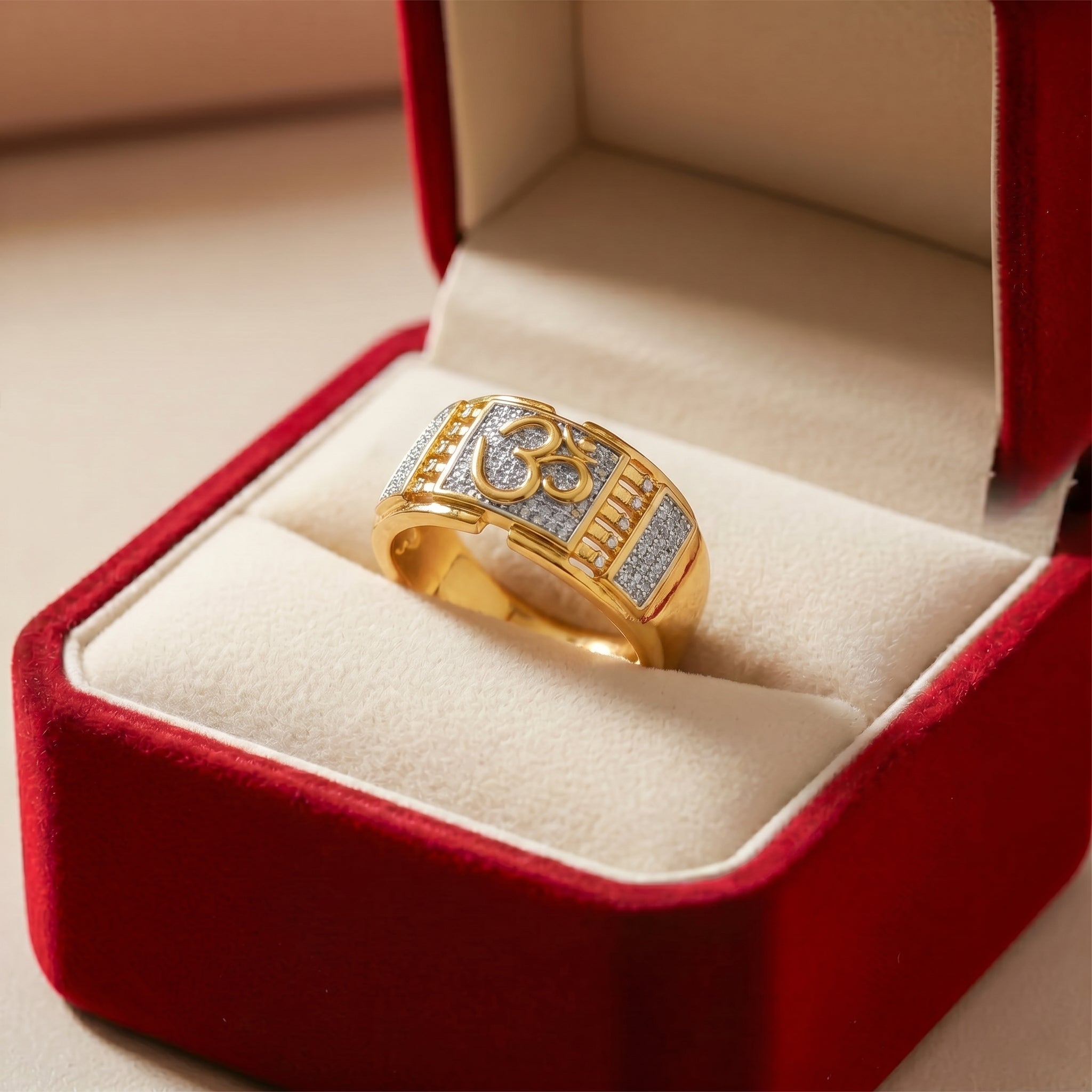 Men’s Om Symbol Gold-Tone Statement Ring GMR -28