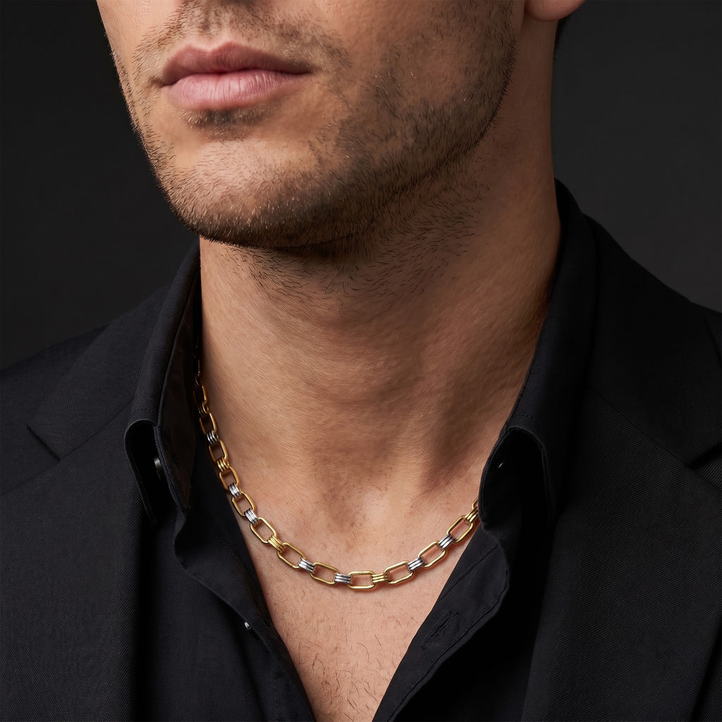 Men’s Gold & Silver Rectangular Link Chain GMC -15